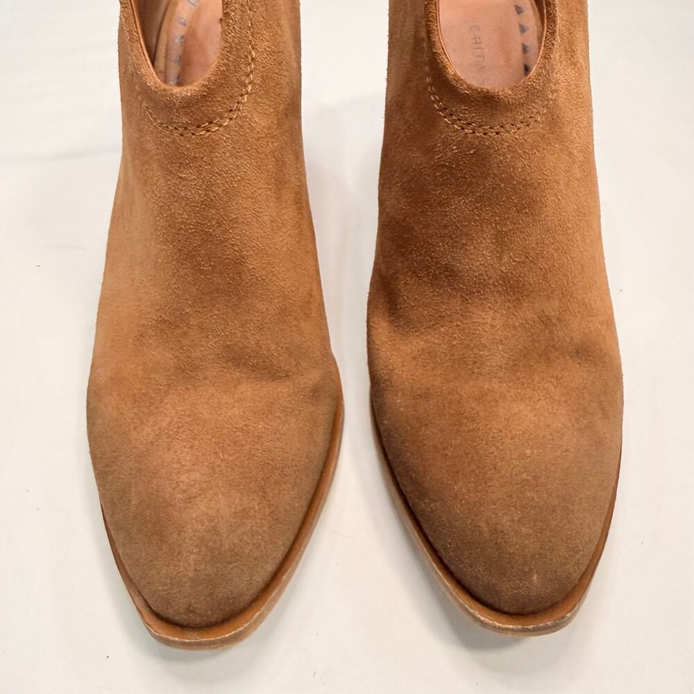 Chinese Laundry Kelso Suede Mule Booties Size 9 Tan Pointed Toe Block Heel - Picture 10 of 10